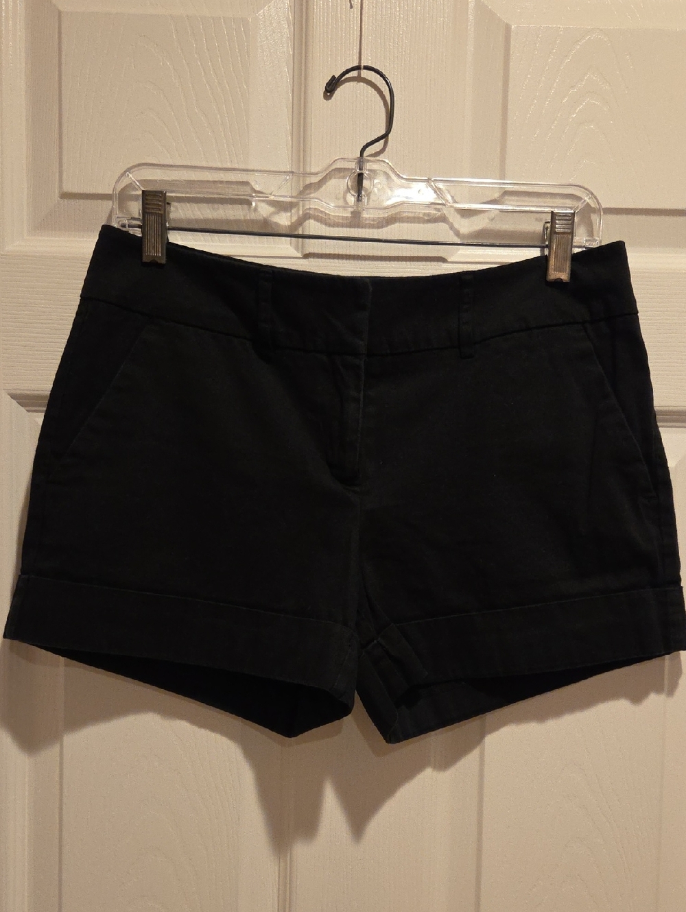 New York & Company Black Cuffed Shorts with Front Pockets